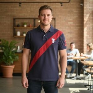 U.S. Polo Assn. Navy Polo with Red Stripe